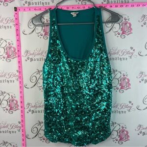 Guess tank top sequins sparkly blue green Women's Teal Sequin Tank Top